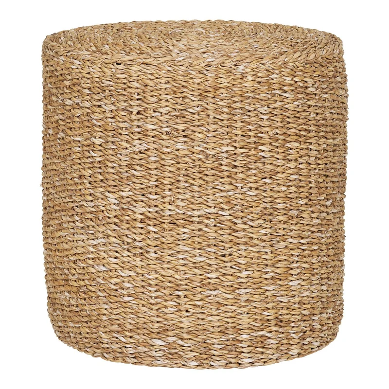 House Nordic Pouf Rivera – Natur, Seegras, Eisen, Ø 40 cm
