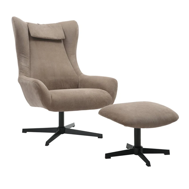 SalesFever Relaxsessel Haven mit Hocker – Taupe