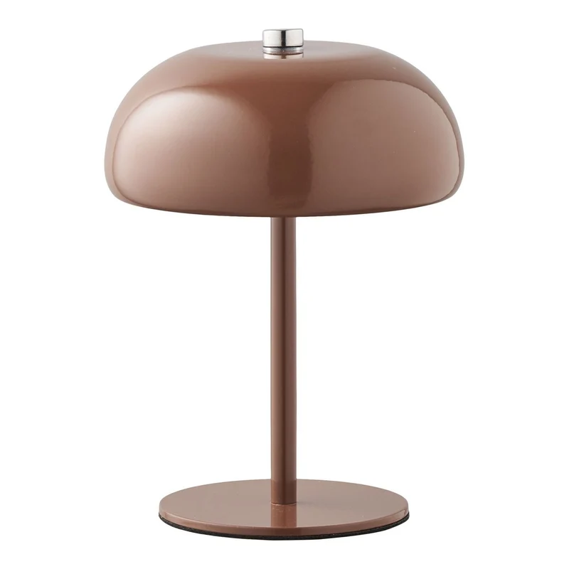 House Nordic Tischleuchte Margate – Metall, wiederaufladbar, braun, Ø 13 cm
