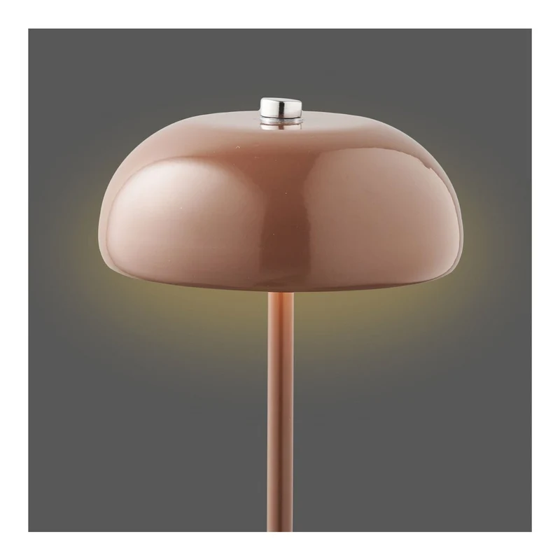 House Nordic Tischleuchte Margate – Metall, wiederaufladbar, braun, Ø 13 cm