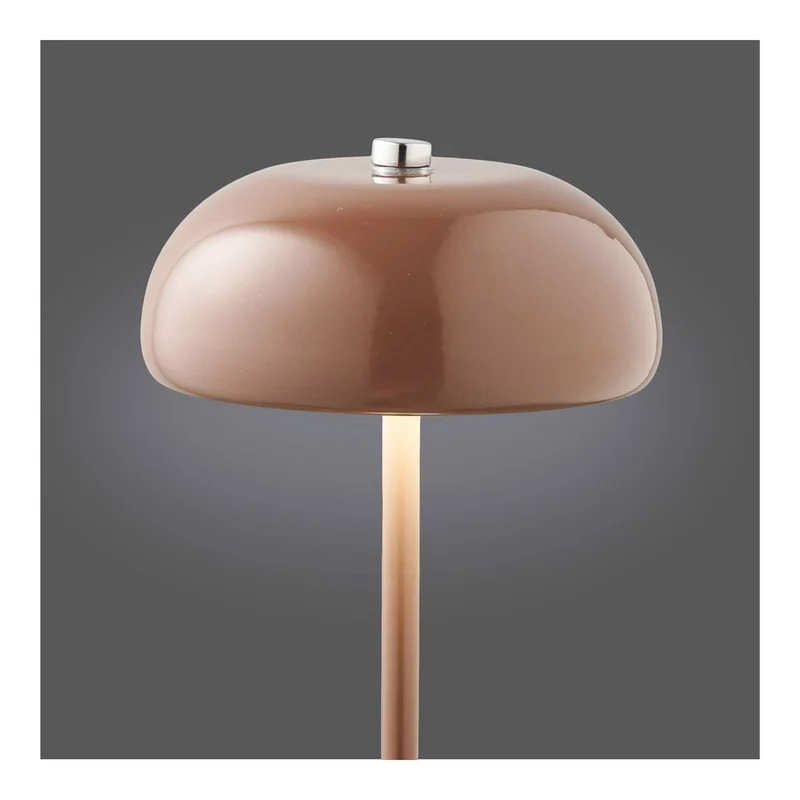 House Nordic Tischleuchte Margate – Metall, wiederaufladbar, braun, Ø 13 cm