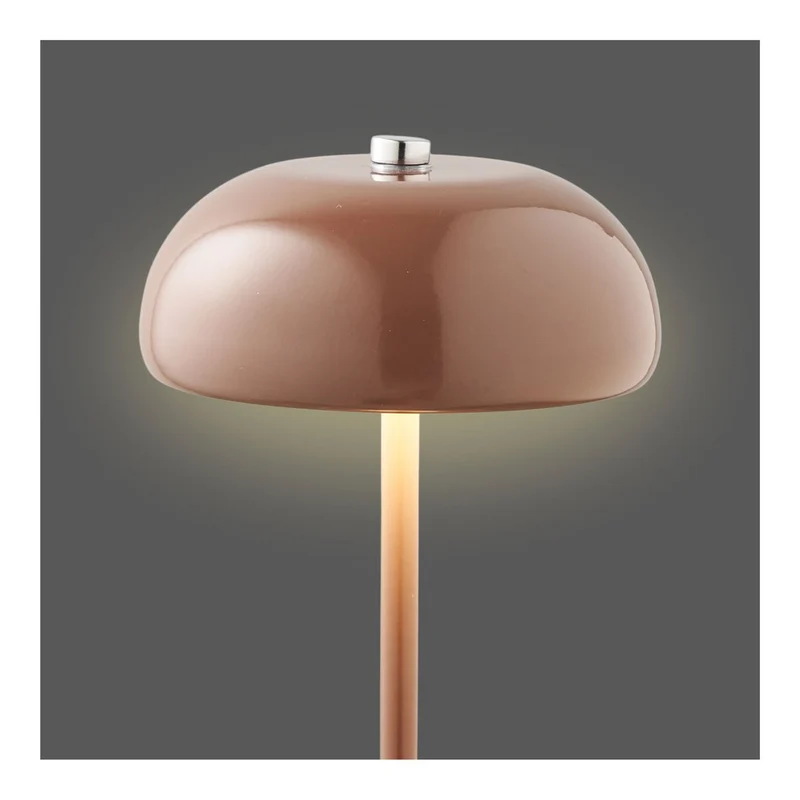 House Nordic Tischleuchte Margate – Metall, wiederaufladbar, braun, Ø 13 cm