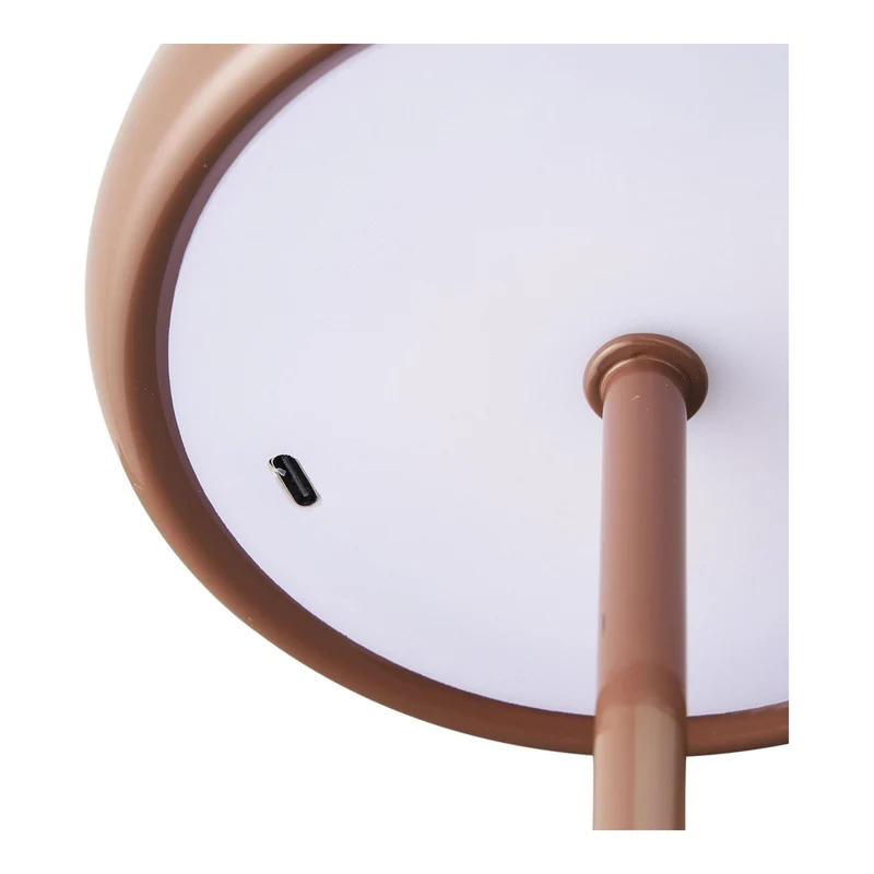 House Nordic Tischleuchte Margate – Metall, wiederaufladbar, braun, Ø 13 cm