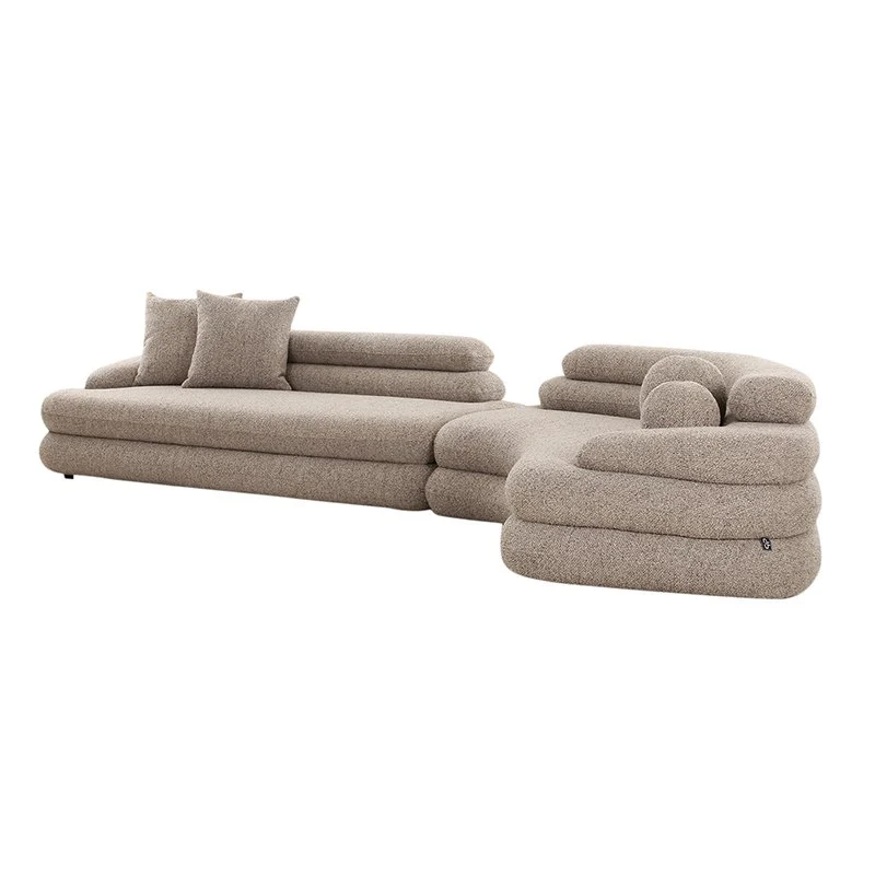 Pole to Pole Sofa Cairo 6-Sitzer – Sand-Bouclé, 391 × 188 cm