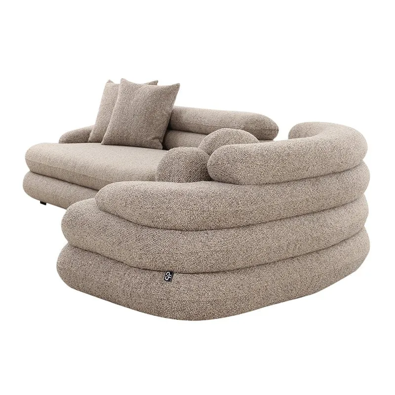 Pole to Pole Sofa Cairo 6-Sitzer – Sand-Bouclé, 391 × 188 cm