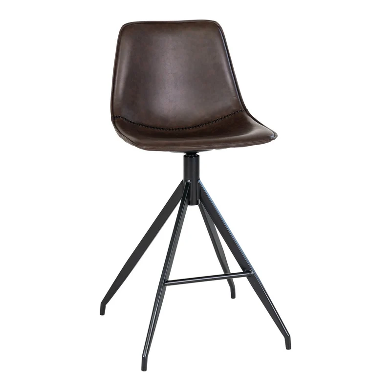 House Nordic Thekenstuhl Monaco – Braun, PU/Stahl, 51 × 44 × 96 cm, 2er-Set