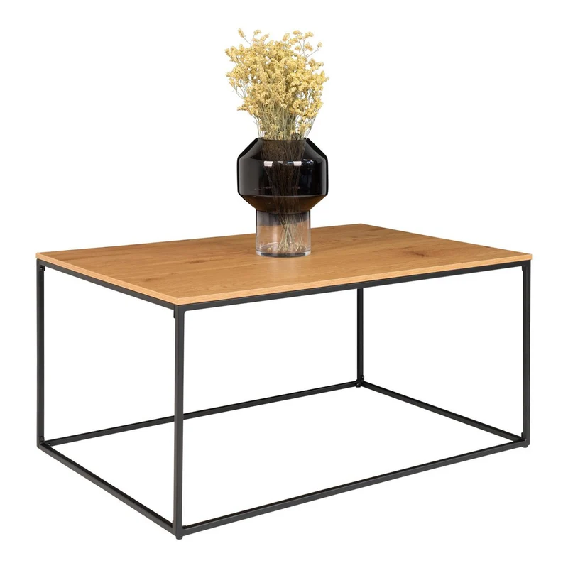 House Nordic Couchtisch Vita – Eichenoptik, schwarz, 60 × 90 × 45 cm