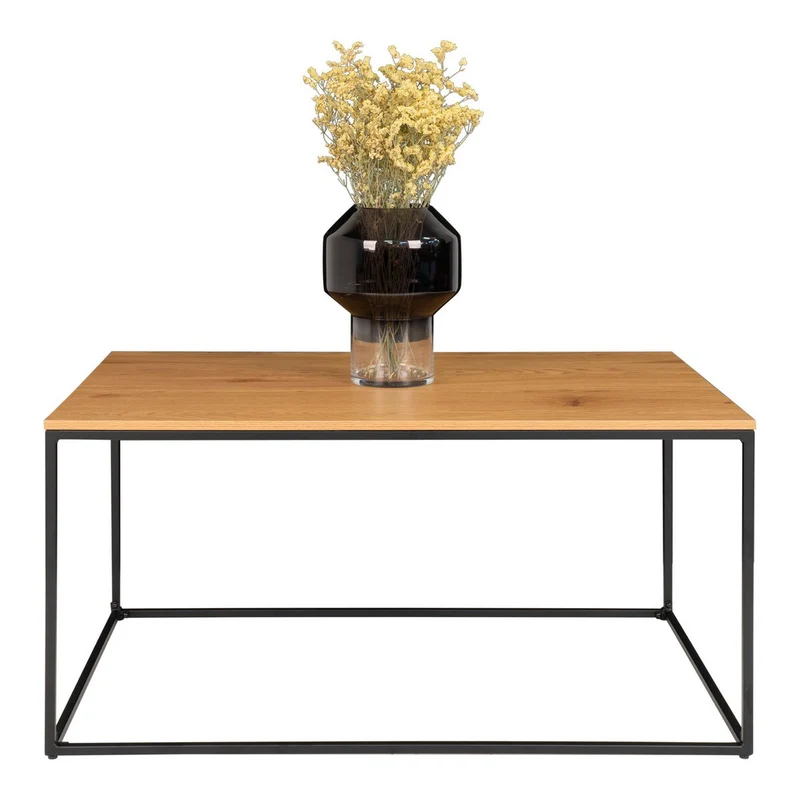 House Nordic Couchtisch Vita – Eichenoptik, schwarz, 60 × 90 × 45 cm