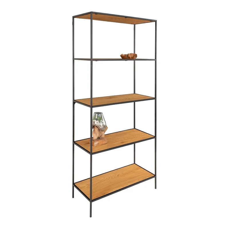House Nordic Regal Vita – Eichenoptik, Stahl, 80 × 36 × 170 cm