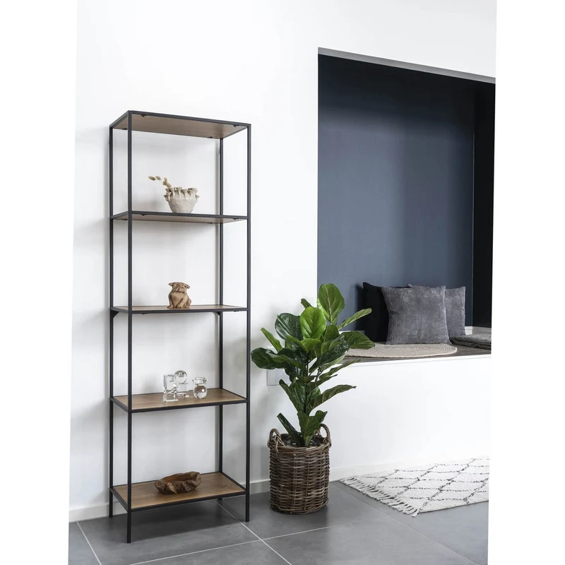 House Nordic Regal Vita – Natürliche Eichenoptik, Stahl, 51 × 36 × 170 cm