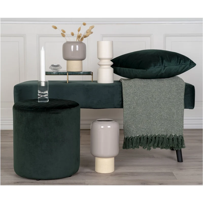 House Nordic Wohndecke Cort – 100 % recycelte Baumwolle, Grün/Weiß, 130 × 160 cm