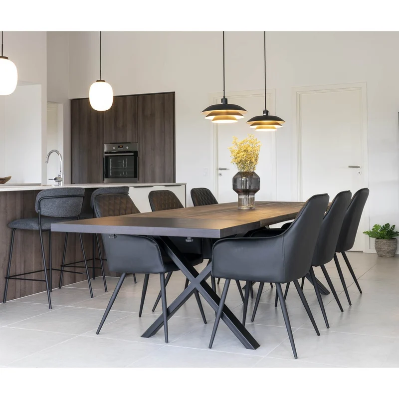 House Nordic Verlängerungsplatten für Tisch Toulon/Montpellier/Bordeaux – Schwarz, Eiche/Stahl, 95 × 50 × 4 cm, 2er-Set