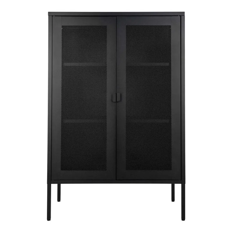 House Nordic Vitrine Melbourne – schwarzer Stahl und Netzgitter, 80 × 40 × 120 cm