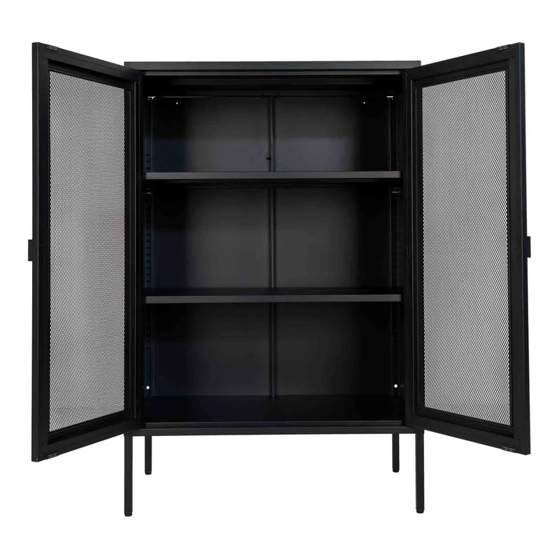 House Nordic Vitrine Melbourne – schwarzer Stahl und Netzgitter, 80 × 40 × 120 cm