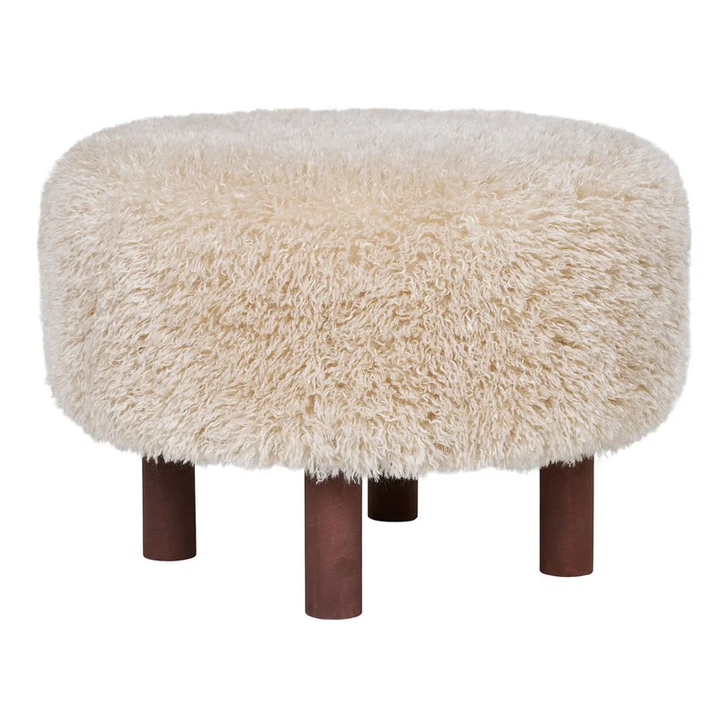 House Nordic Pouf Inverness – Beige/Braun, Ø 50 × 33 cm