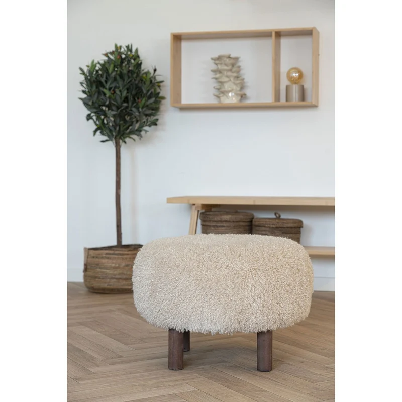 House Nordic Pouf Inverness – Beige/Braun, Ø 50 × 33 cm