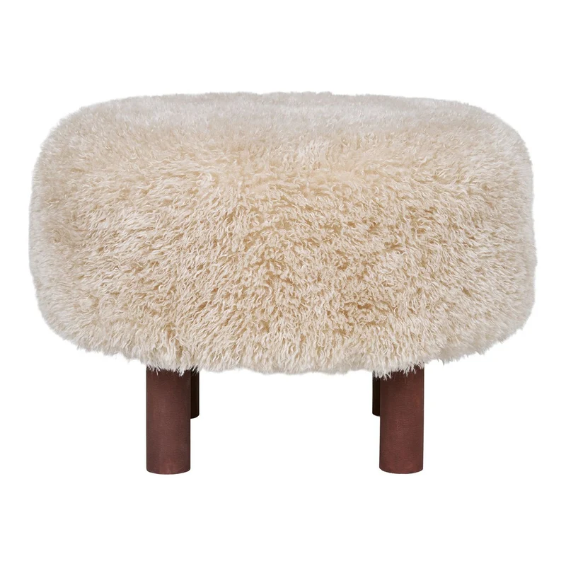 House Nordic Pouf Inverness – Beige/Braun, Ø 50 × 33 cm