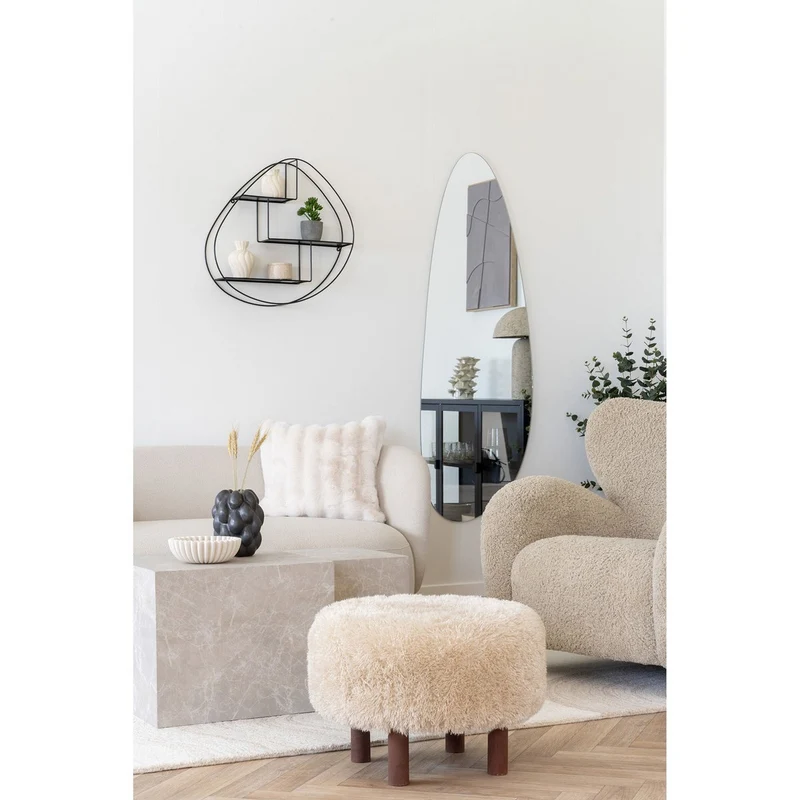 House Nordic Pouf Inverness – Beige/Braun, Ø 50 × 33 cm