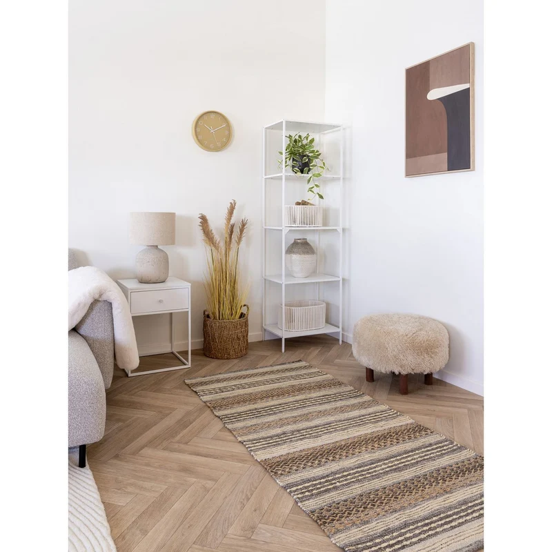 House Nordic Pouf Inverness – Beige/Braun, Ø 50 × 33 cm