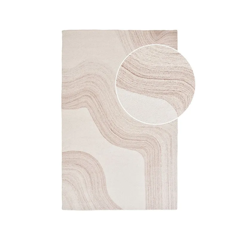 House Nordic Teppich Teppichbrief – handgetuftete Wolle, Hellbraun/Elfenbein, 160 × 230 cm