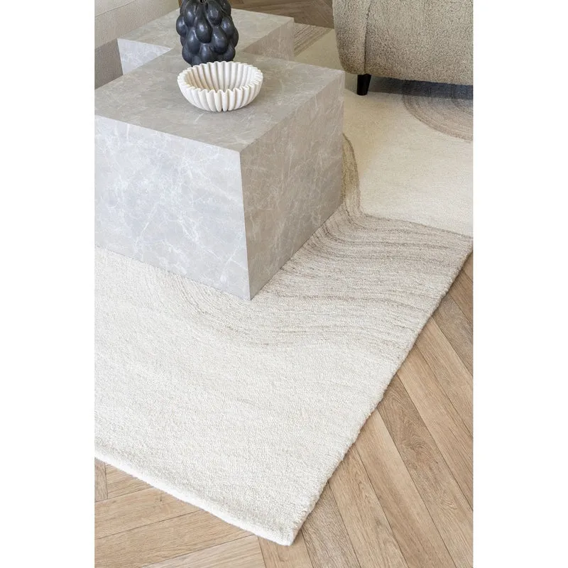 House Nordic Teppich Teppichbrief – handgetuftete Wolle, Hellbraun/Elfenbein, 160 × 230 cm