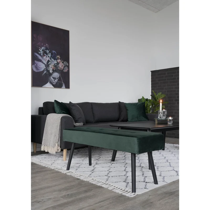 House Nordic Bank Skiby – grüner Samt, 100 × 35 × 44 cm