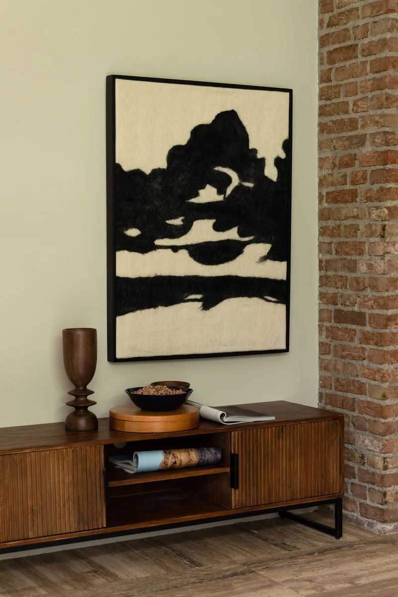 Dutchbone Wanddekoration Sameer – Schwarz, Wolle, 74 × 100 × 5 cm