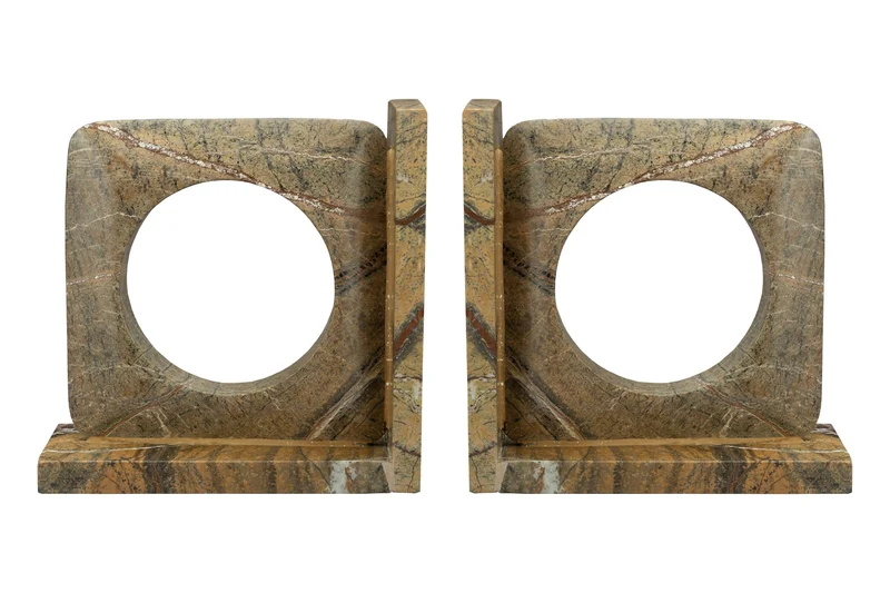 Dutchbone Buchstützen Satpura Brown Marble – Marmor, 36 × 18 × 7 cm, 2 Sets à 2 Stück