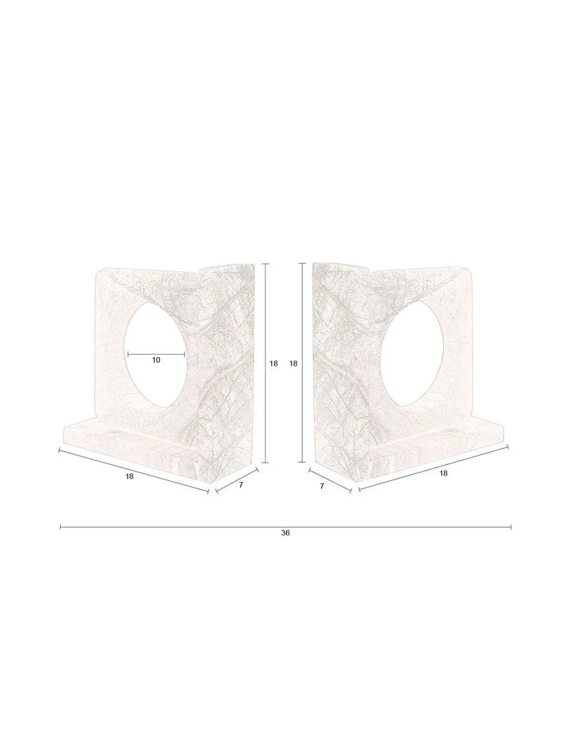 Dutchbone Buchstützen Satpura Brown Marble – Marmor, 36 × 18 × 7 cm, 2 Sets à 2 Stück