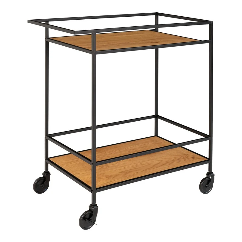 House Nordic Vita Barwagen – Eichenoptik, schwarz, 68 × 40 × 79 cm