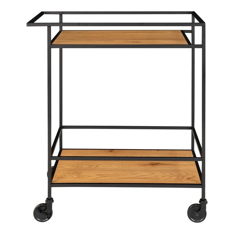 House Nordic Vita Barwagen – Eichenoptik, schwarz, 68 × 40 × 79 cm