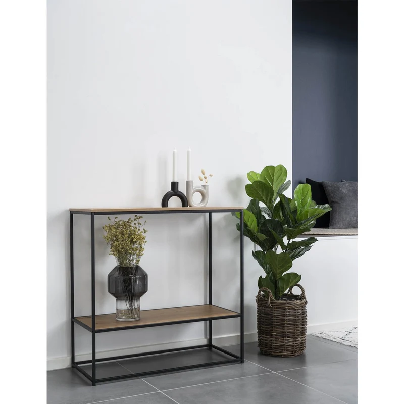 House Nordic Konsolentisch Vita – Eichenoptik, schwarz, 80 × 36 × 80 cm