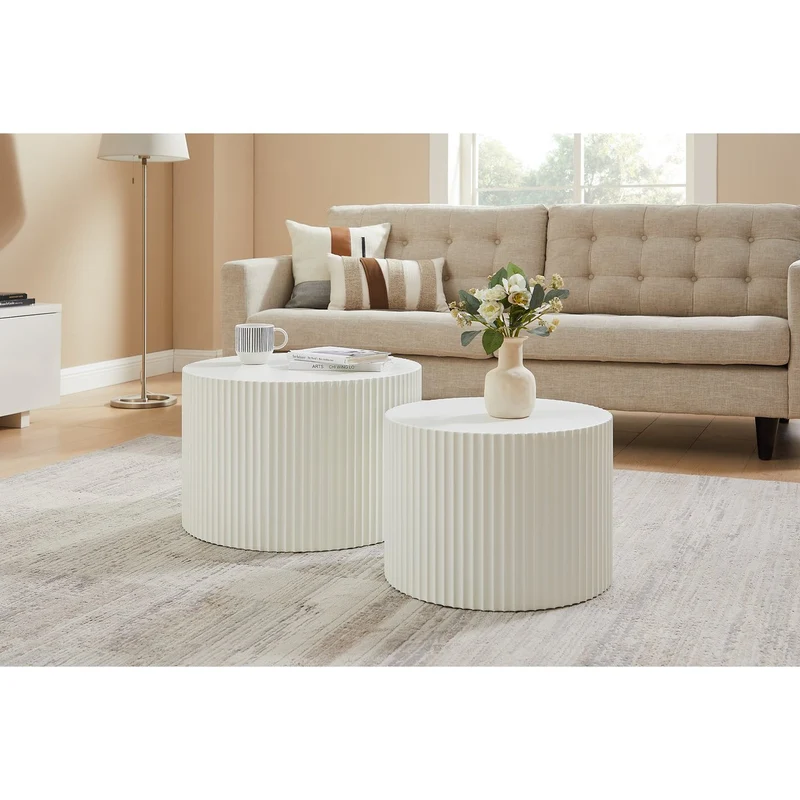 SalesFever Couchtisch Set Riva Duo – Naturweiß, 2-teilig, MDF