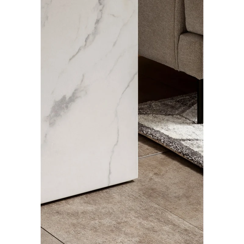 SalesFever Beistelltisch Ivory Cube – Marmoroptik Weiß, 45 × 45 cm