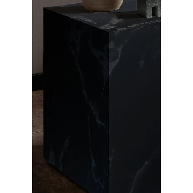 SalesFever Beistelltisch Noir Cube – Marmoroptik Schwarz, 45 × 45 cm