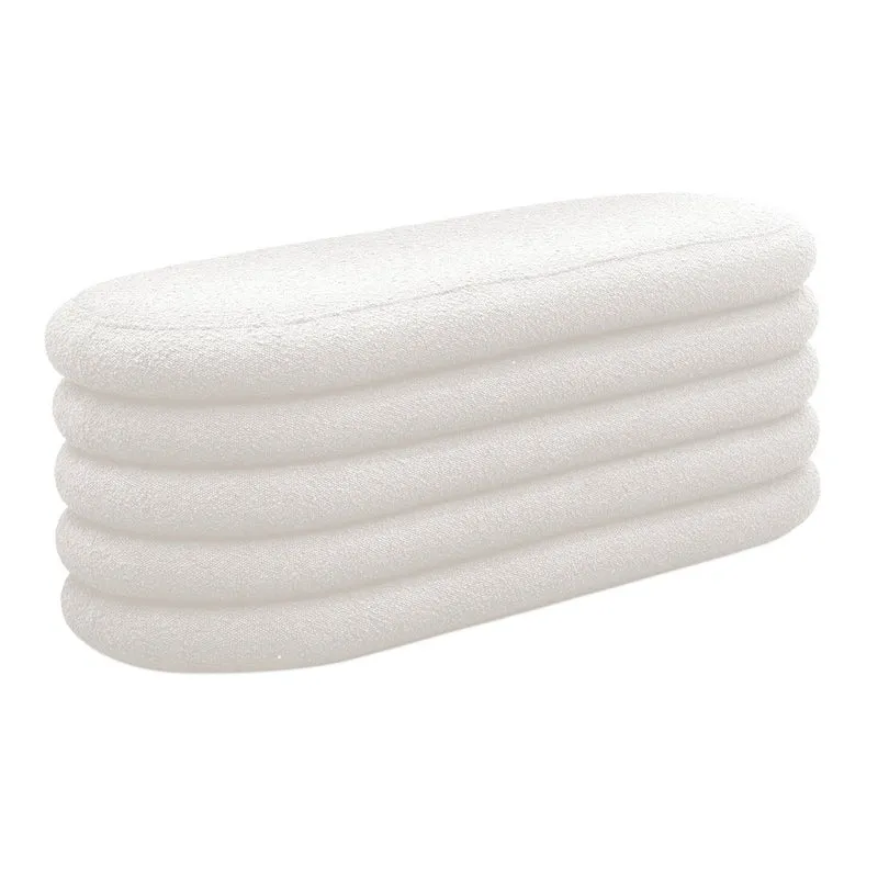 SalesFever Polsterbank Rib – Bouclé Weiß mit Stauraum, 108 cm