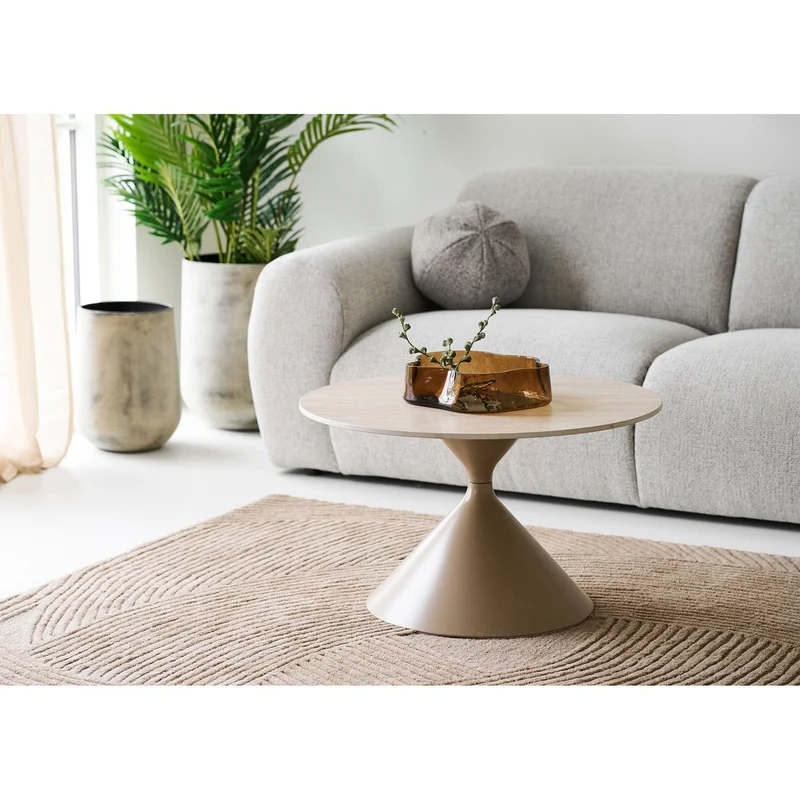 House Nordic Couchtisch Annecy – Keramik in Travertinoptik, Ø 70 cm