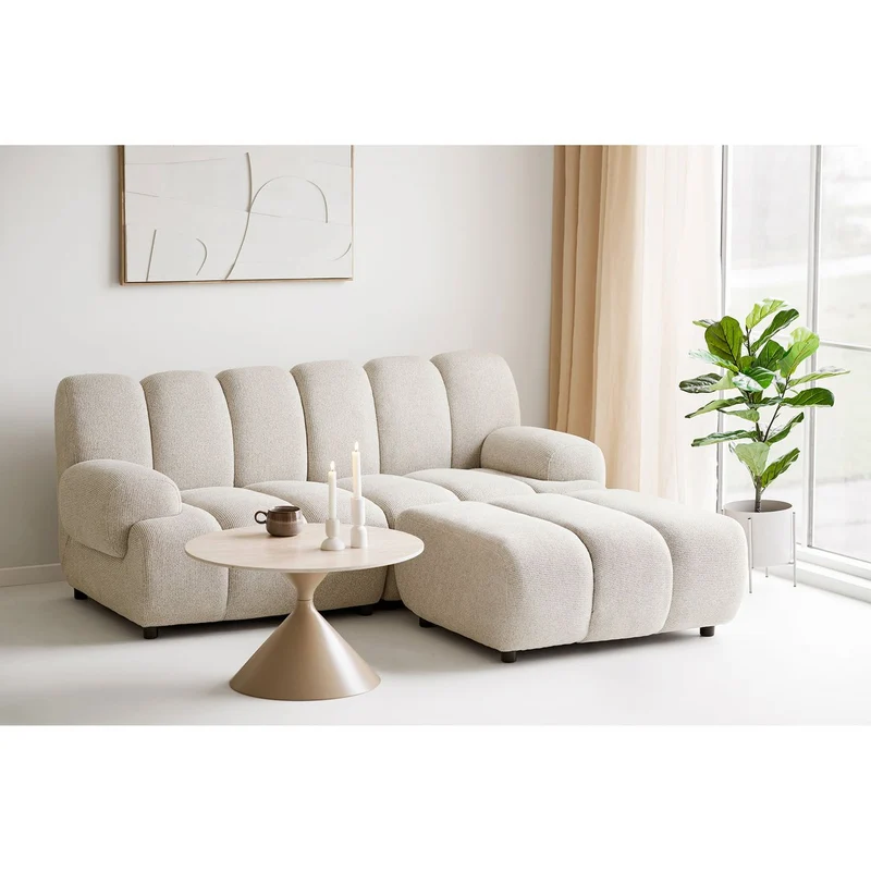 House Nordic Couchtisch Annecy – Keramik in Travertinoptik, Ø 70 cm