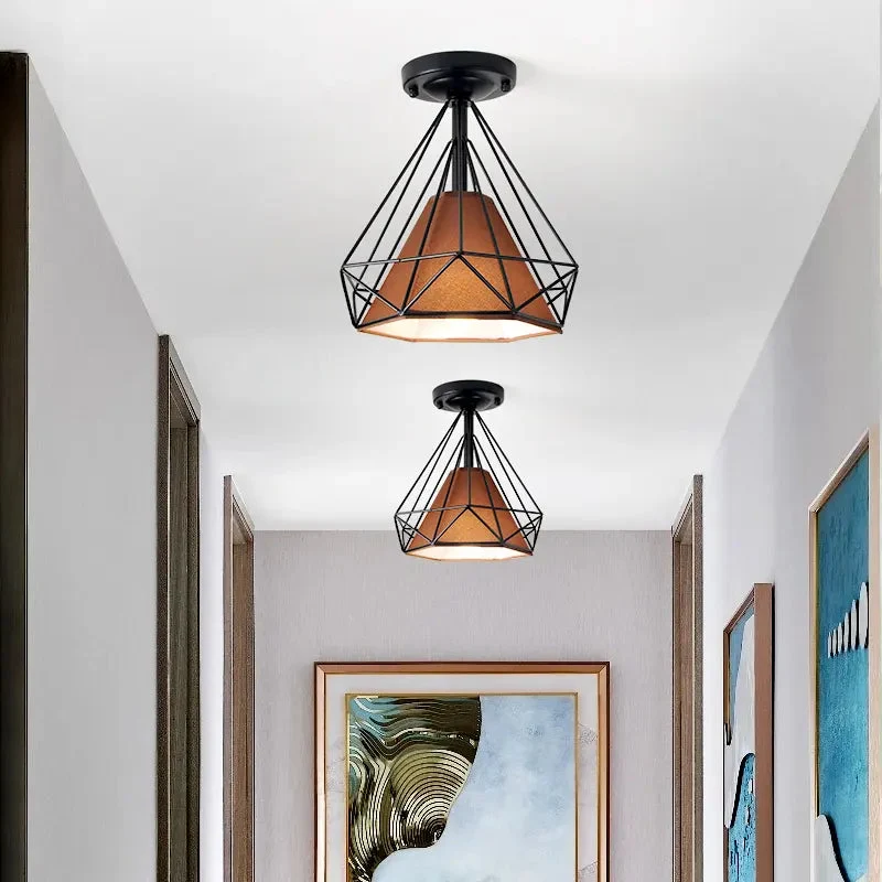 Industrial style retro small iron frame ceiling lamp aisle lamp porch balcony staircase small ceiling lamp