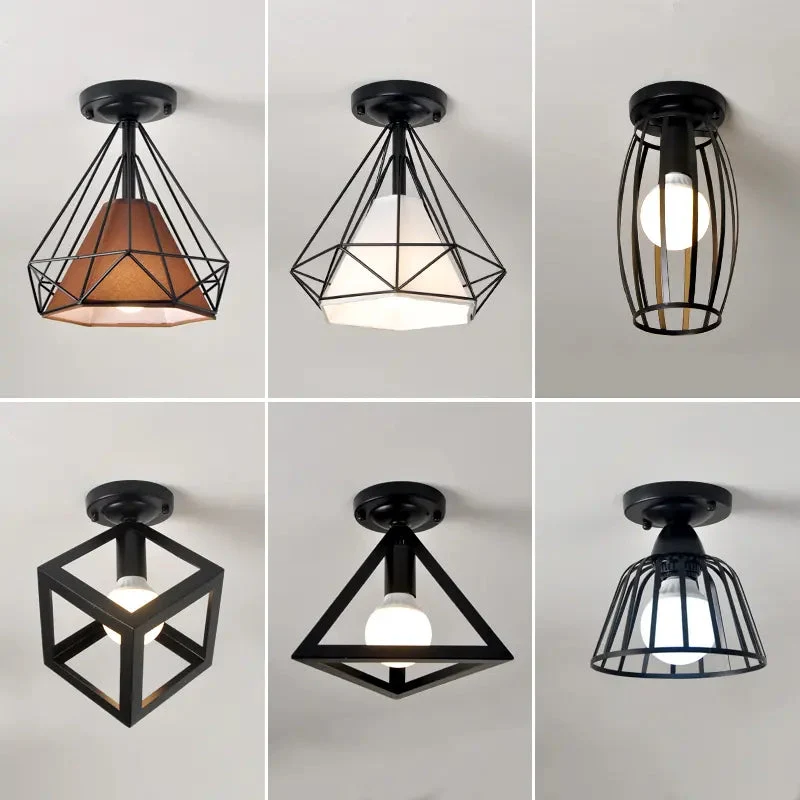 Industrial style retro small iron frame ceiling lamp aisle lamp porch balcony staircase small ceiling lamp
