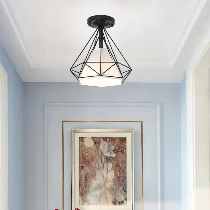 Industrial style retro small iron frame ceiling lamp aisle lamp porch balcony staircase small ceiling lamp