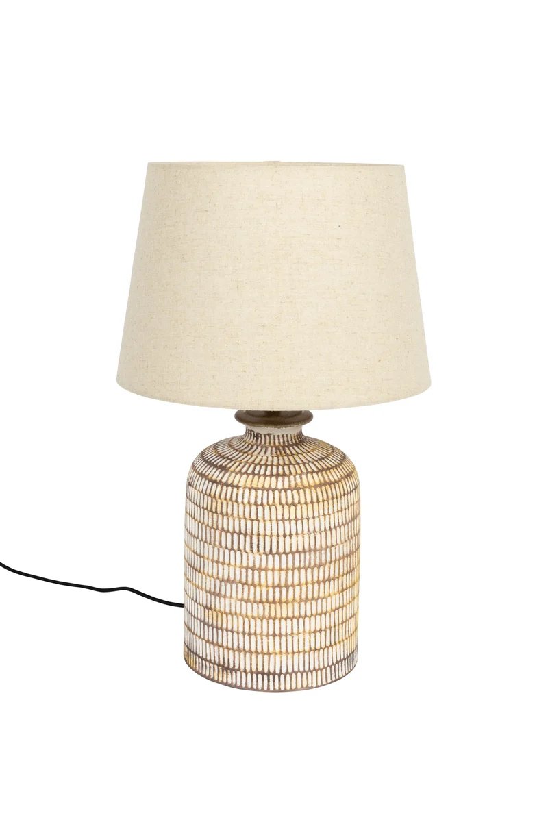 Dutchbone Tischleuchte Russel – Beige, Keramik, 38 × 38 × 62 cm