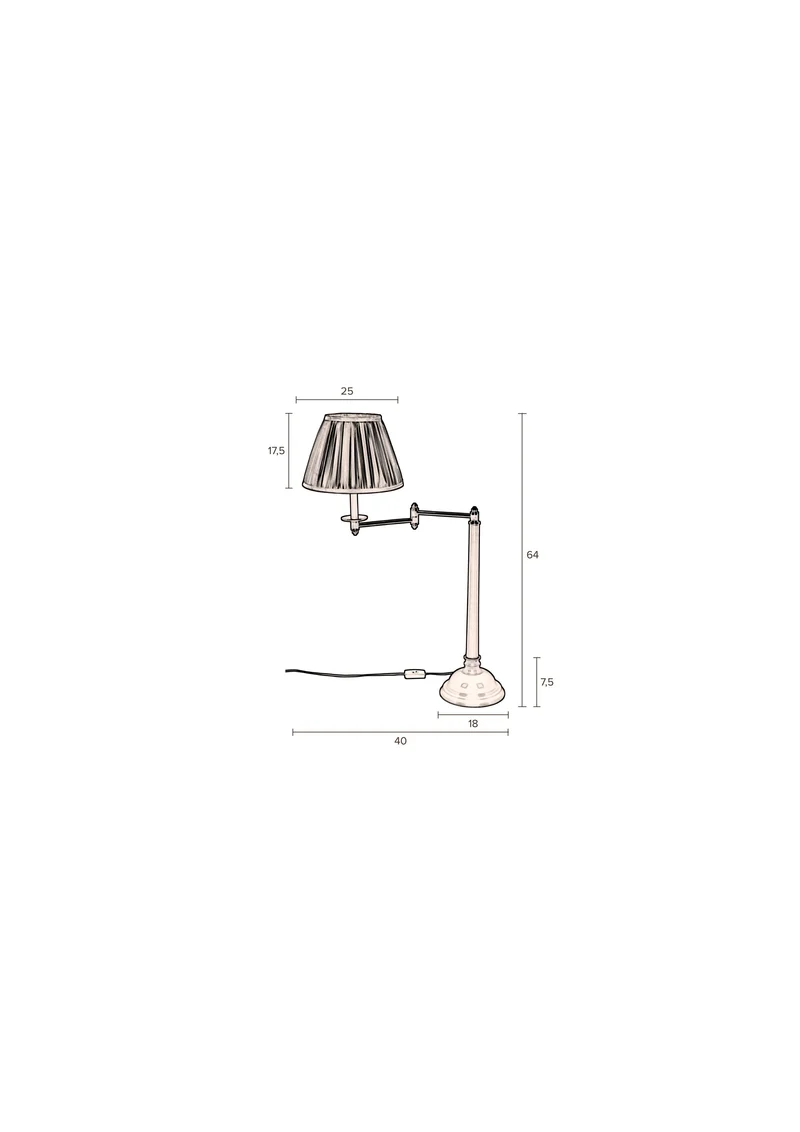 Dutchbone Tischleuchte The Allis – Bronze, Aluminium, 18 × 40 × 64 cm