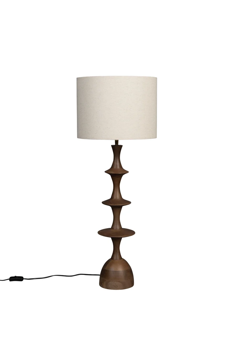 Dutchbone Tischleuchte Cath – Nussbaum, Mangoholz, 34 × 34 × 90 cm