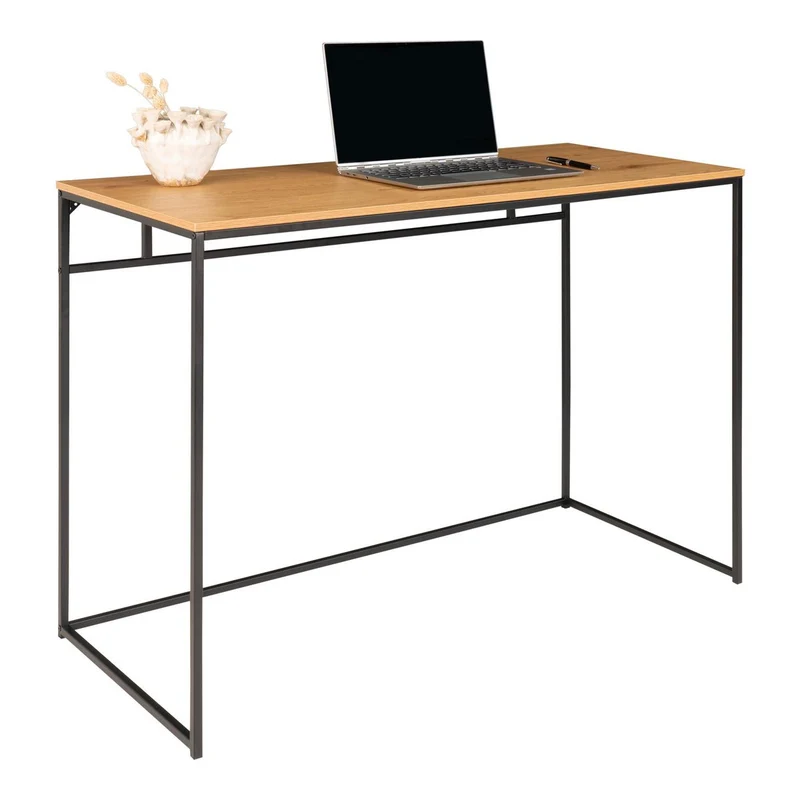 House Nordic Schreibtisch Vita – Eichenoptik, schwarz, 100 × 45 × 75 cm