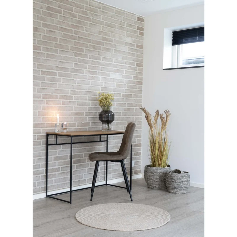 House Nordic Schreibtisch Vita – Eichenoptik, schwarz, 100 × 45 × 75 cm