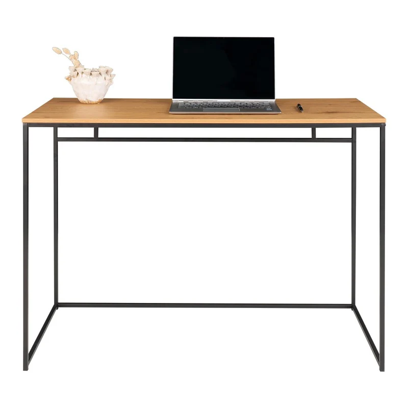 House Nordic Schreibtisch Vita – Eichenoptik, schwarz, 100 × 45 × 75 cm