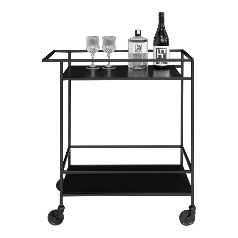 House Nordic Vita Barwagen – Schwarz, Stahl, 68 × 40 × 79 cm