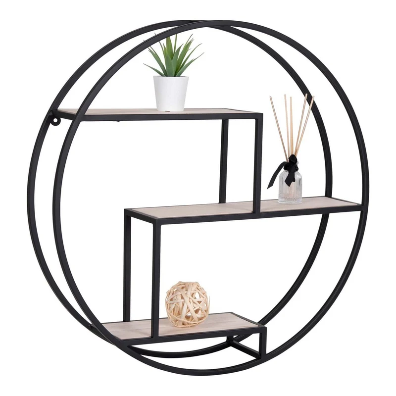House Nordic Regal Rotterdam – Schwarz/Natur, Stahl/Paulownia, 62 × 62 × 14 cm