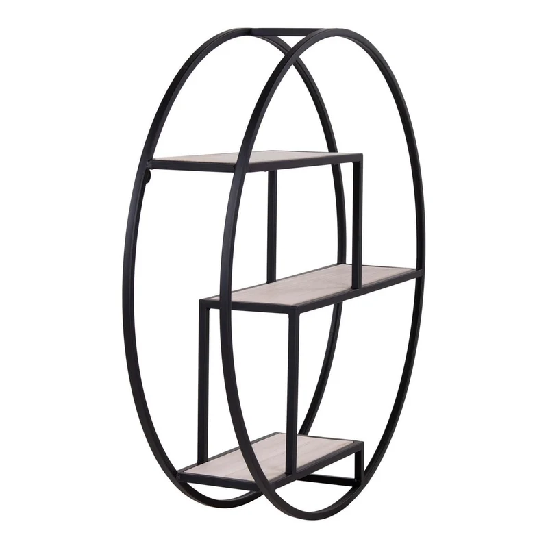 House Nordic Regal Rotterdam – Schwarz/Natur, Stahl/Paulownia, 62 × 62 × 14 cm